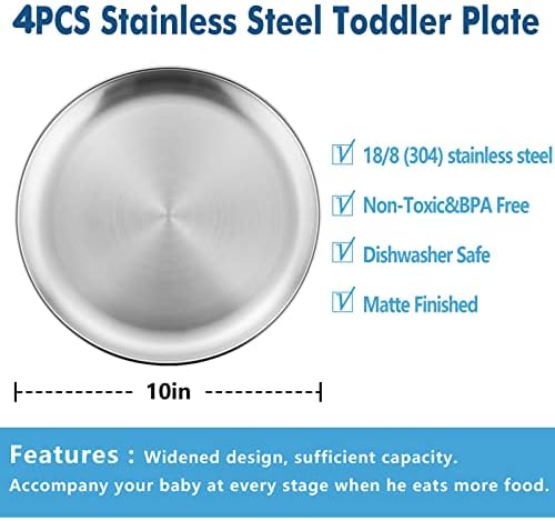 HaWare 4-Piece 188 stainless steel plates for kids
