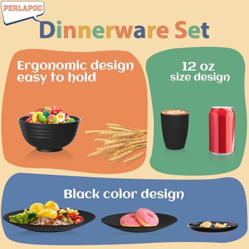 Organic Reusable Plastic Dinnerware Set with Wheat Straw