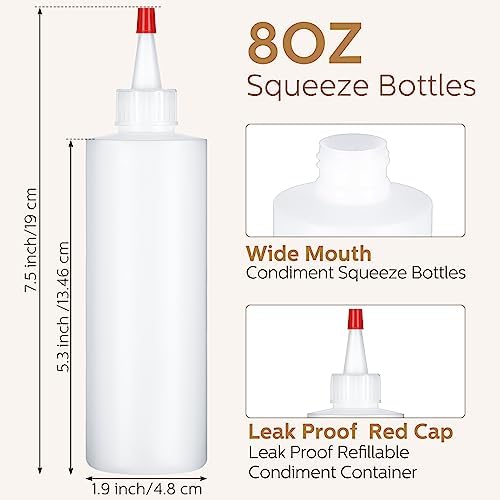Jinei 60-Piece 8 Oz Squeeze Bottle Set