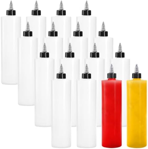 BEKITH 12-Piece Set 16 Oz Squeeze Bottles Twist Top Reusable Kitchen Essentials
