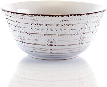 16-Piece Rustic Birch Round Dinnerware Set White Brown