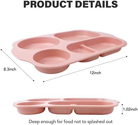 GreenandLife 12-Inch Divided Plates 4PCS Microwave and Dishwasher Safe BPA-Free
