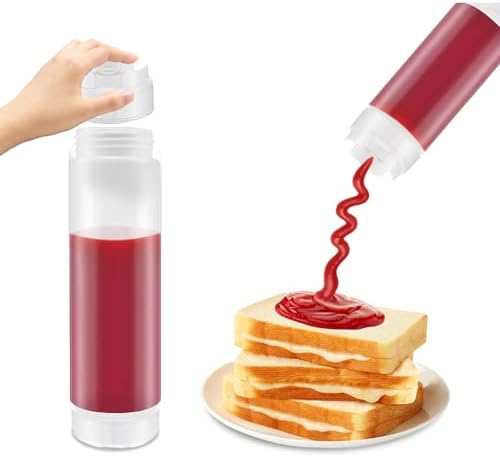 Error-Proof 6-Piece Squeeze Bottle Set - Invertible 16oz Condiment Dispenser