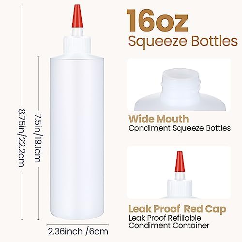 Yaomiao 30-Pack 16oz Squeeze Bottles for Condiments