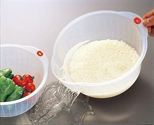 Plastic Japanese Rice Washing Bowl with Drainers for Home Kitchen