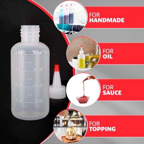 Burius 6-Pack 4oz Squeeze Bottles - Compact Efficient for Kitchen Needs