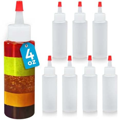 IMPRESA 4 oz Plastic Squeeze Bottles 8 Pack
