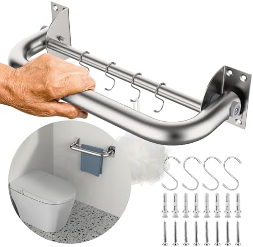 Munzong 16 Inch Stainless Steel Shower Grab Bar with Hooks