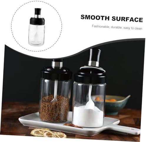 Zerodeko 2pcs Black Seasoning Glass Bottles