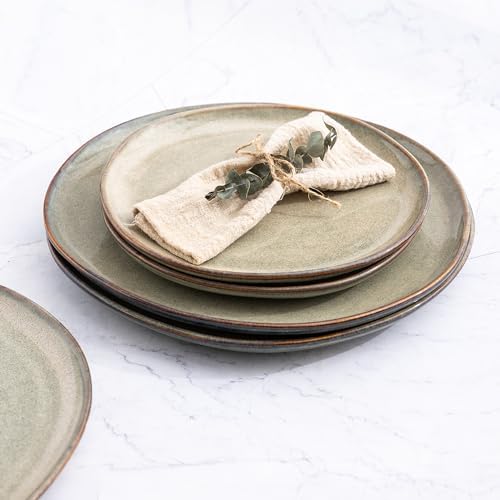Set of 6 Ceramic Dinner Plates with Reactive Glaze Design