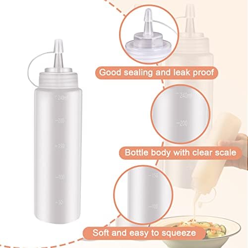 Sealed Flexible Durable 8 oz Condiment Squeeze Bottles