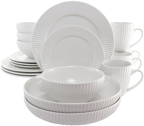 Elama 18-Piece White Serving Bowls Set