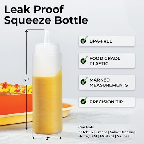 Restaurantware 8-Ounce Food Grade Condiment Squeeze Bottle Ergonomic Design