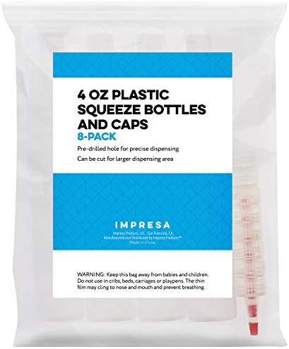 IMPRESA 4 oz Plastic Squeeze Bottles 8 Pack