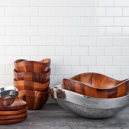 Nambe Acacia Wood Bowl Set for Dinner