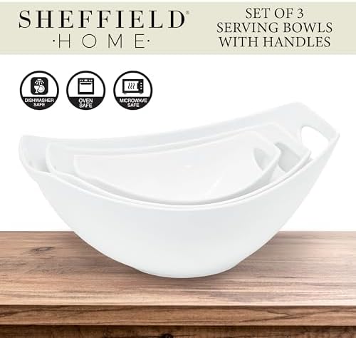 Sheffield Home 3 Piece Serving Bowls Set - 15 28 47 Oz