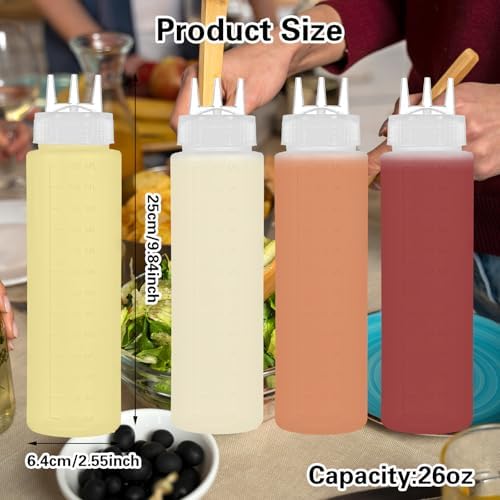 4 PC 23 oz Squeeze Bottles for Condiments White Ubamdom