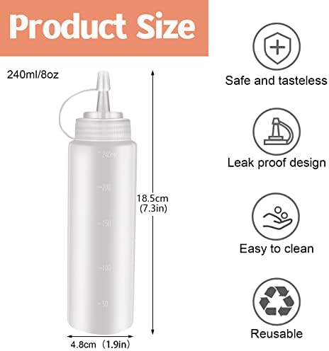 Sealed Flexible Durable 8 oz Condiment Squeeze Bottles