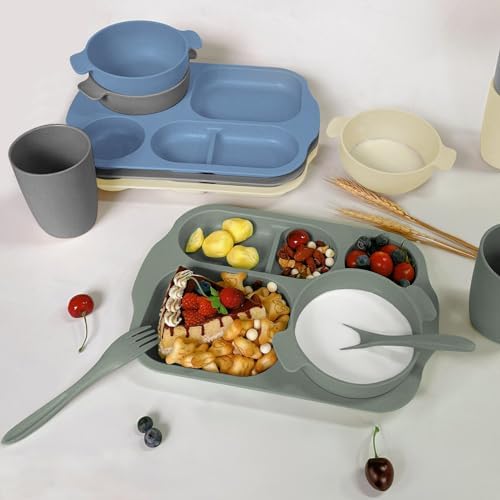 shopwithgreen Unbreakable Wheat Straw Dinnerware Set for Kids