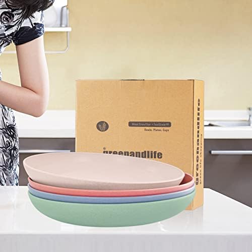 GreenandLife Lightweight Wheat Straw Plates 4Pack