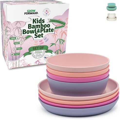 Grow Forward Bamboo Kids Plates and Bowls Set