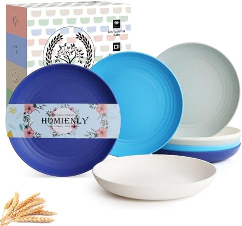 Homienly Deep-Dish Dinner Plate Set 8-Piece 9-inch Microwave Dishwasher Safe