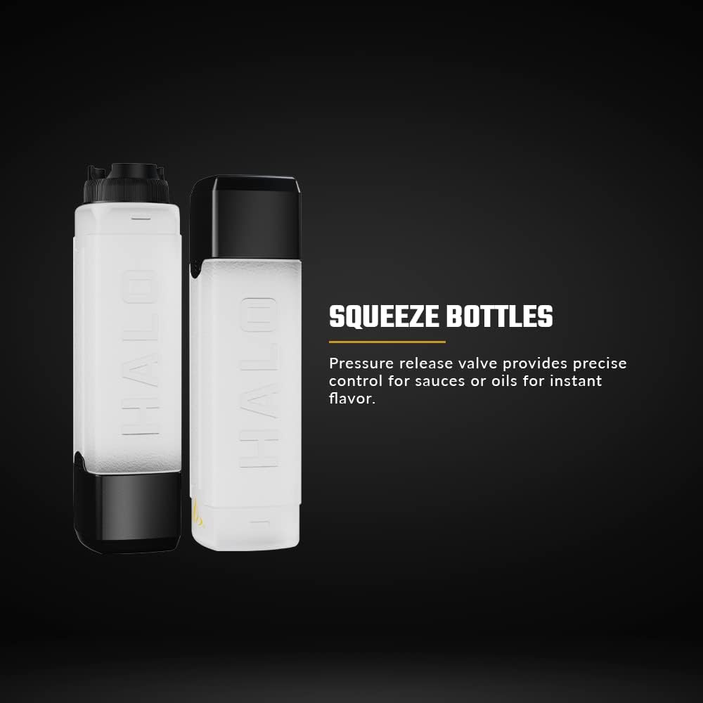 HALO Elite Squeeze Bottle Pack 27oz Griddle friendly Oil and Sauce Experience