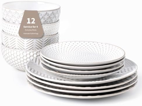 Elegant 12-Piece Dinnerware Set for Home Kitchen
