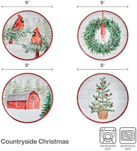 Mikasa Holiday Countryside Christmas Salad Plates Set of 4 9 Inch