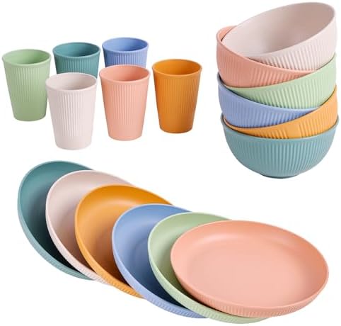 18pcs Unbreakable Reusable Dinnerware Set