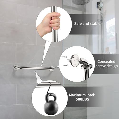 ZUEXT 2-Piece 16-Inch Stainless Steel Safety Handrail for Bathroom Shower