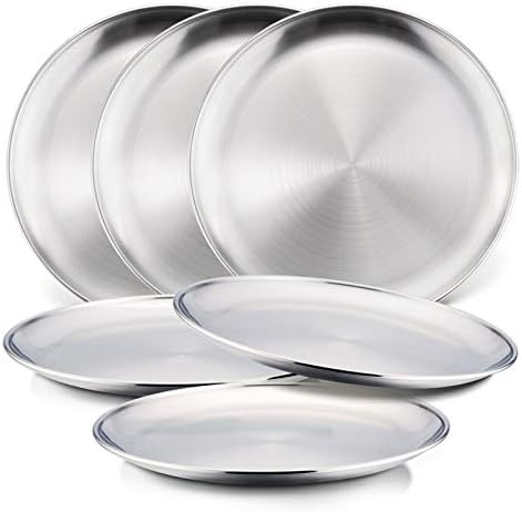 HaWare 6-Piece Stainless Steel Plates for Kids