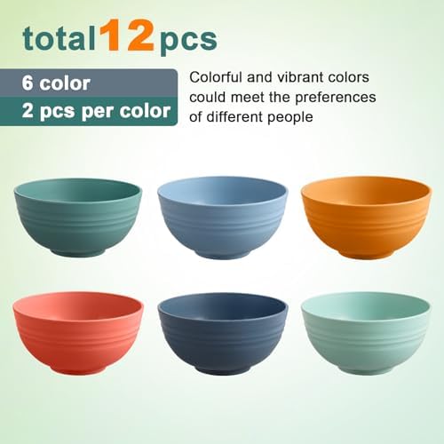 12-Piece Reusable Wheat Straw Cereal Bowls for Kitchen Essentials