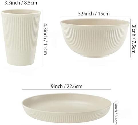 Eco-Friendly 18-Piece Dinnerware Set with Wheat Straw fiber