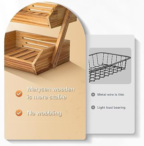 2-Tier Wooden Fruit Basket for Kitchen
