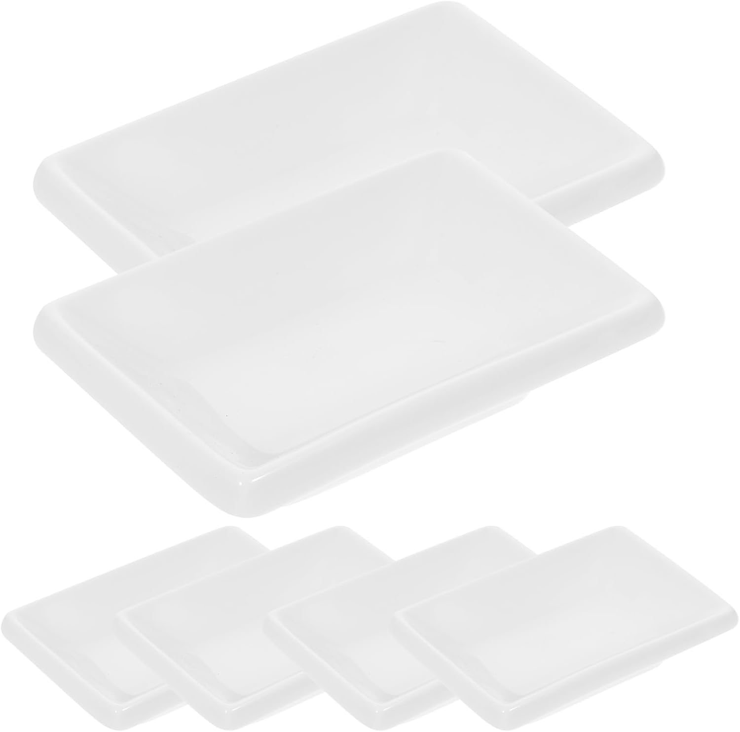 Elegant 6-Piece Small Ceramic Plates for App Dip White Modern Design
