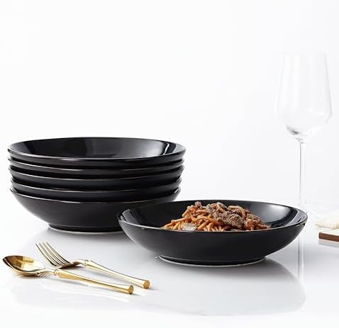 9-inch Blue and White Ceramic Pasta Bowls Set Microwave and Oven Safe