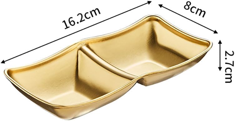 Stainless Steel Sauce Bowls Set 4pcs 2 Compartment Gold