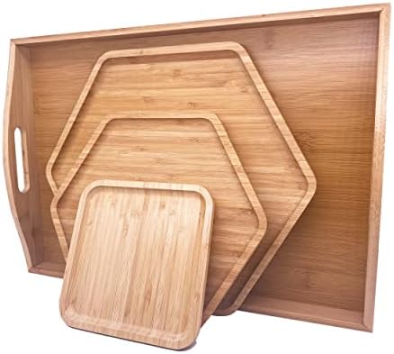 Model Bamboo Serving Tray Cheese Board 165x118-inch Set of 3