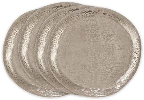 Modern Brushed Aluminum 13 Set of 4 Charger Plates Silver