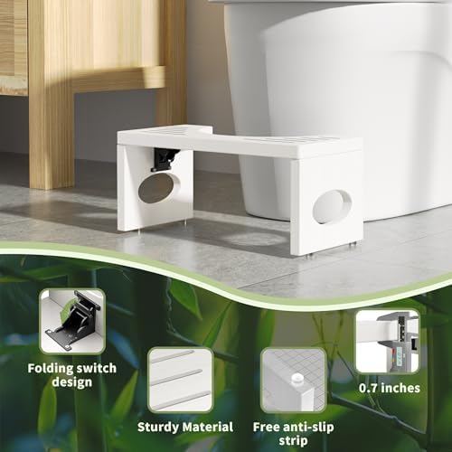 7-inch Bamboo Toilet Stool Foldable Step for Bathroom Eco-Friendly Design
