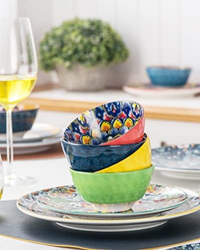 Vibrant Bohemian Ceramic Snack Bowls Set