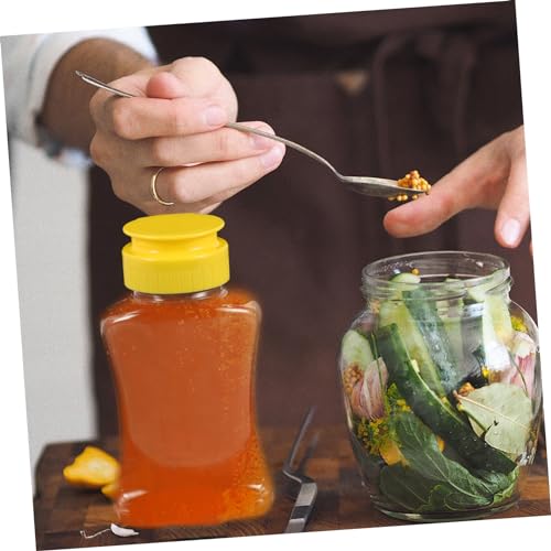 Two 180ml Honey Squeeze Bottles withFunnel Jar for Kitchen Use