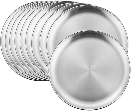 10-Piece 188 Stainless Steel Plates for Kids