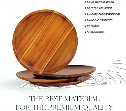 Handcrafted Acacia Wooden Plates for Dishes Entertaining