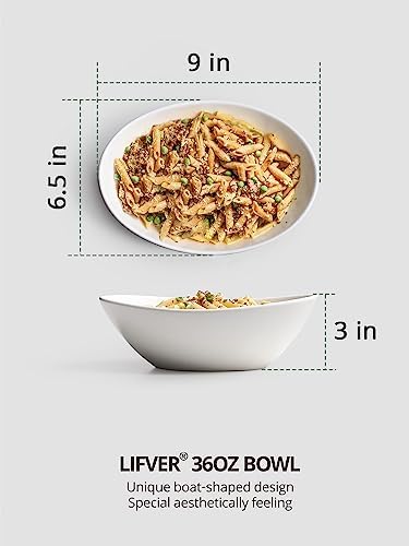 LIFVER 9 White Serving Bowls Set of 4