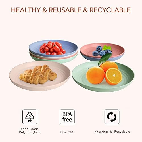 GreenandLife Lightweight Wheat Straw Plates 4Pack