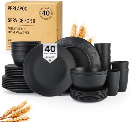 Organic Reusable Plastic Dinnerware Set with Wheat Straw