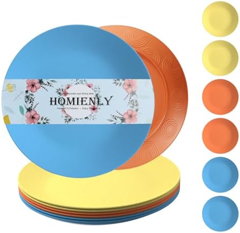 Homienly 9-inch Wheat Straw Dinner Plates Set of 6