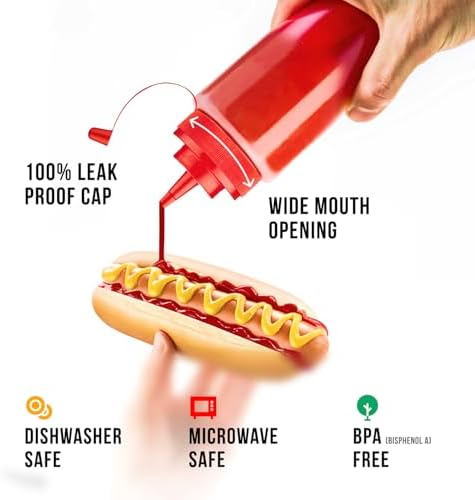 No-Spill Leak-Proof Condiment Squeeze Bottles - Perfect Choice for Kitchens